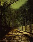 John Atkinson Grimshaw Canvas Paintings - Tree Shadows on the Park Wall Roundhay Park Leeds